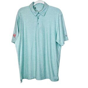 Under Armour Golf Polo Shirt Mens Large L Heathered Blue Logo Short Sleeve
